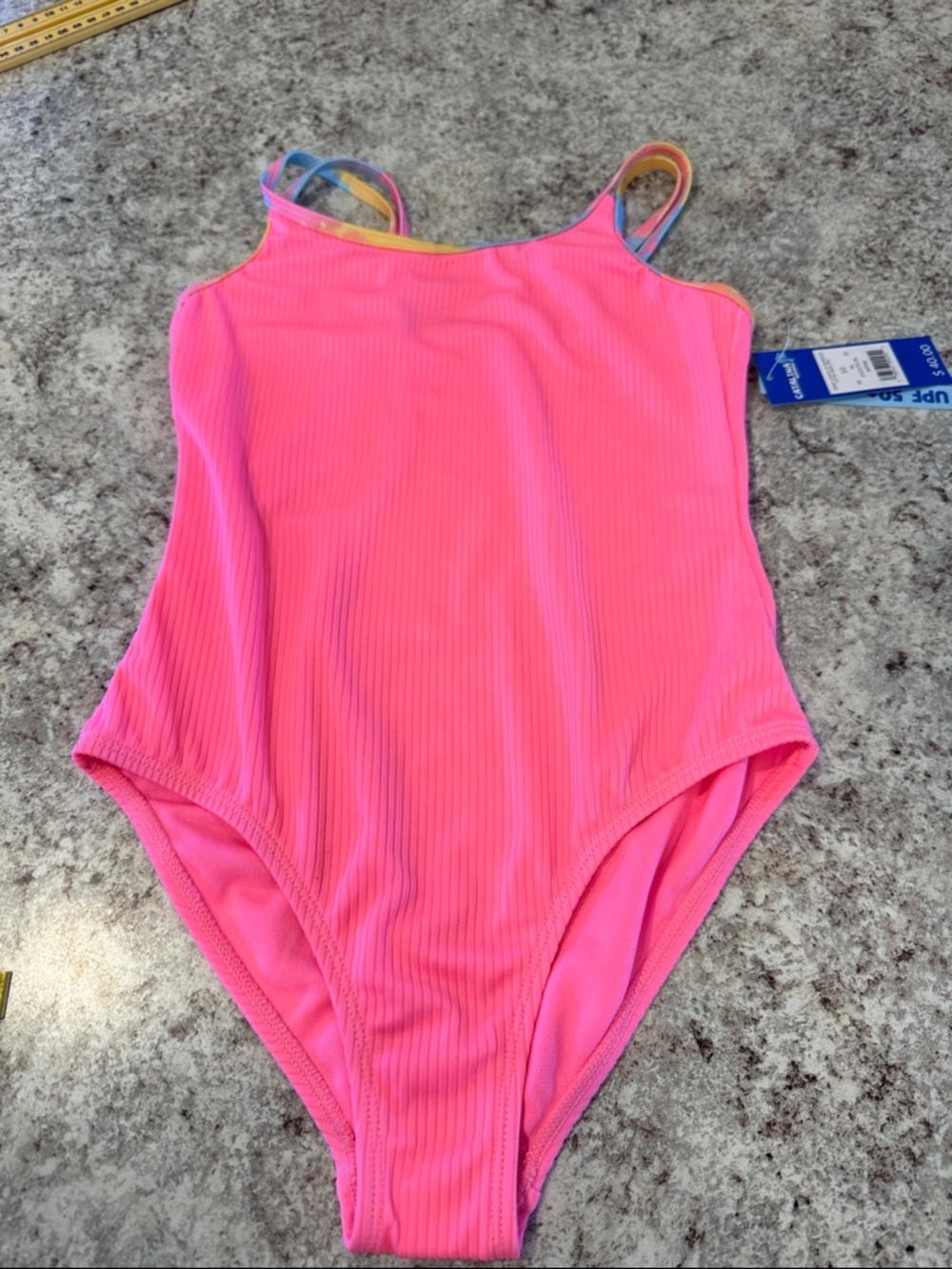 Catalina swimwear girls, one piece bathing suit UPF 50+ pink NWT